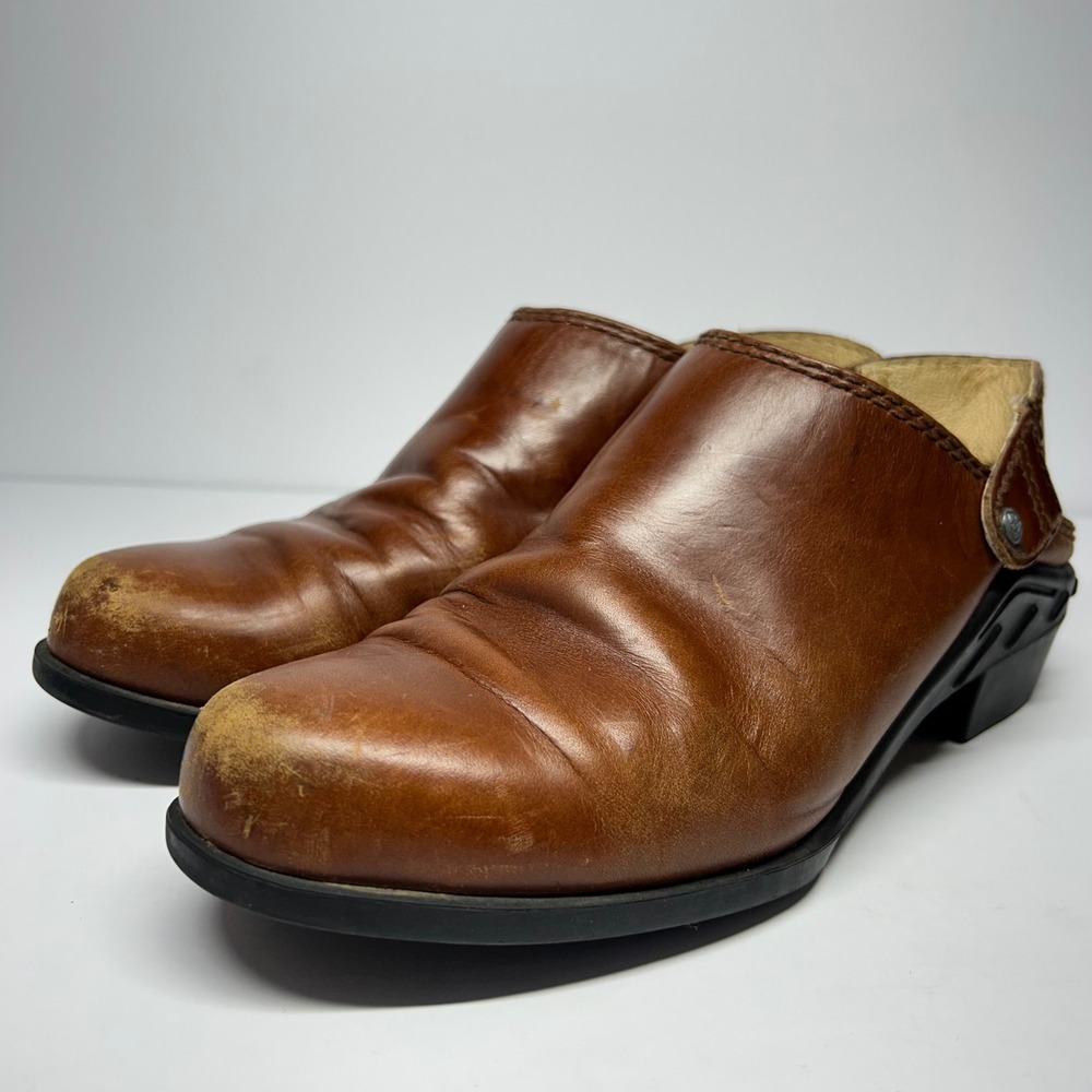 Ariat Leather Clogs Brown Womens 7.5B Convertible Strap Western Mules 94070